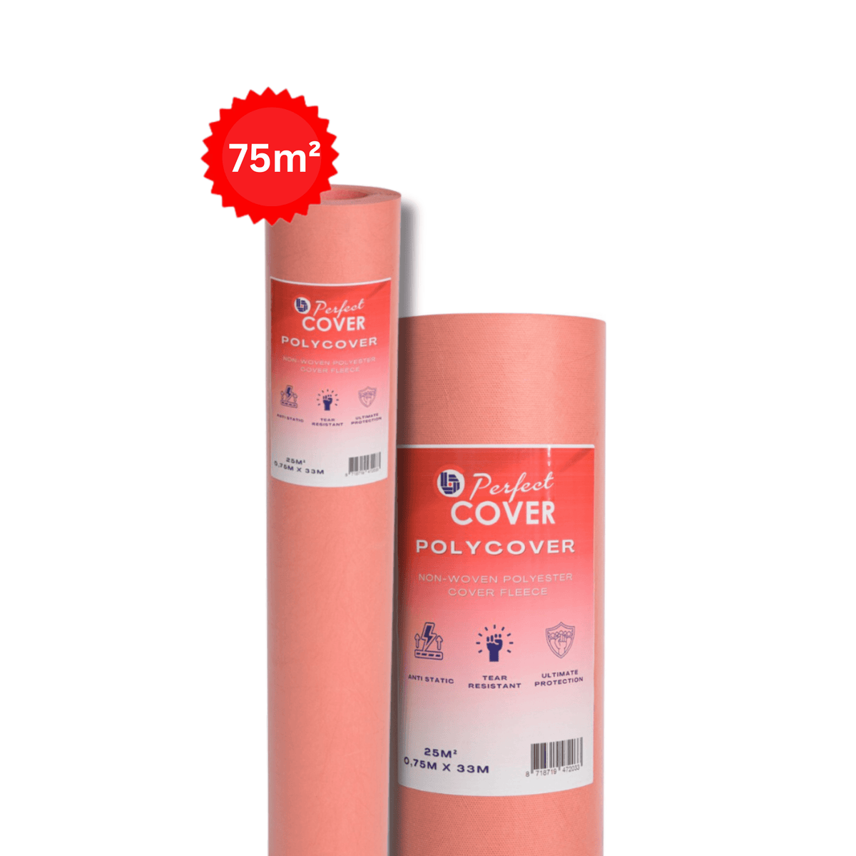 Rouleau de protection de sol Perfect Cover® Polycover - 25m² / 140GSM | Antidérapant | Étanche aux liquides | Voile non tissé | Antistatique | Sécuritaire et durable