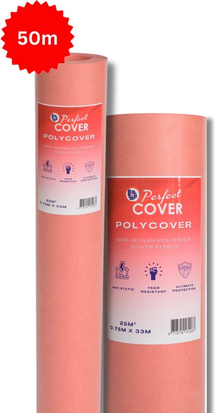 Perfect Cover® Polycover - 50m² / 140gsm - Floor protection - Plaster runner - Covering fleece - Water-repellent - All Floor types - Construction and Renovation