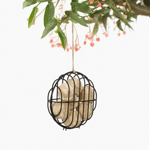 Singing Friend BOBBIE - Wire Bird Feeder - Brown - Round Design - Sustainable Bird Furnishings