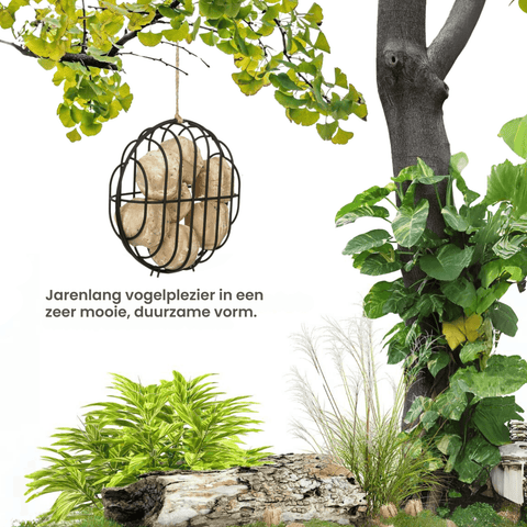 Singing Friend BOBBIE - Wire Bird Feeder - Brown - Round Design - Sustainable Bird Furnishings