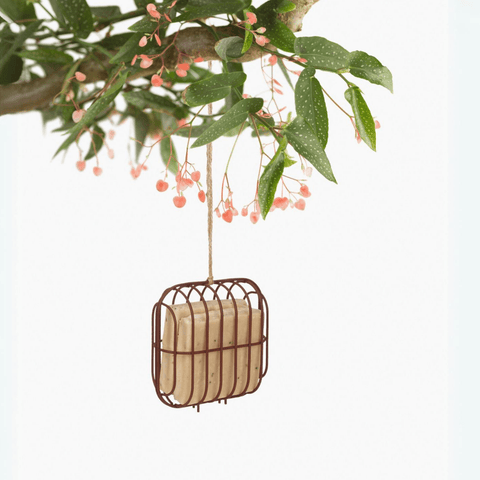 Singing Friend DEX - Wire Bird Feeder - Brown - Square Design - Sustainable Bird Furnishings