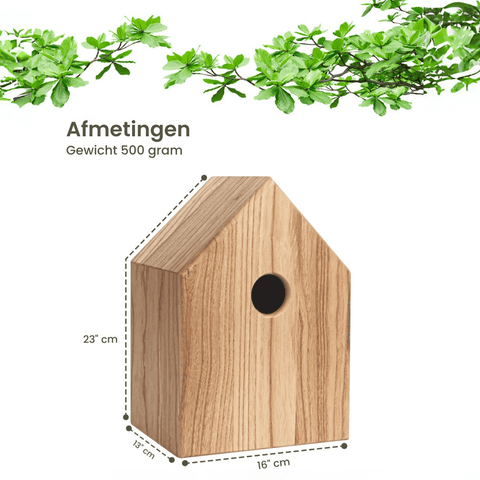 Singing Friend JAN - Wooden Nesting Box - House-shaped Design - Sustainable Bird Nesting Box