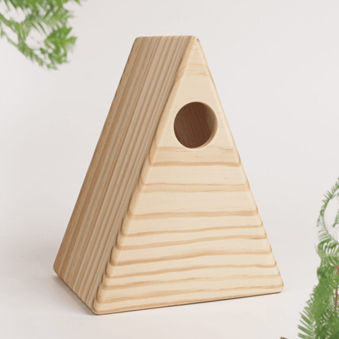 Singing Friend SAAR - Wooden Nesting Box - Triangle Design - Sustainable Bird Nesting Box