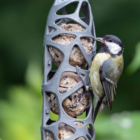 Singing Friend SAM TWIN - Bird Feeder - 100% Recycled Material - Grey - Includes Recycled rPET Rope - Sustainable Bird Feeder - Set of 2