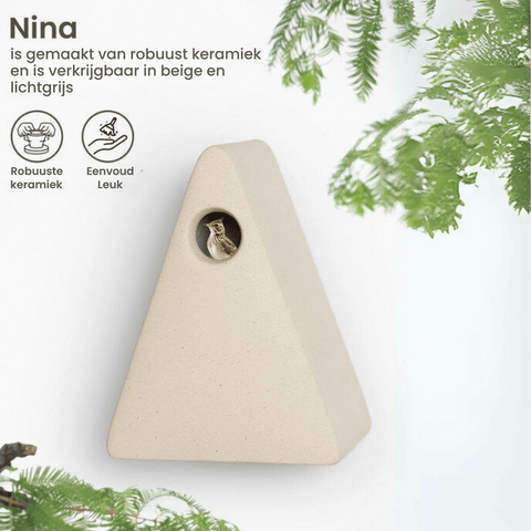 Singing Friend NINA - Ceramic Nesting Box - Beige - Handmade - Sustainable Bird Nesting Box