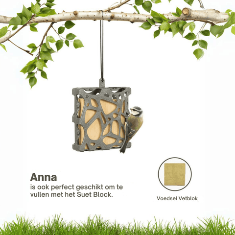 Singing Friend ANNA - Bird Feeder - 100% Recycled Material - Grey - Includes Recycled rPET Rope