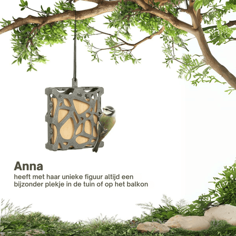 Singing Friend ANNA - Bird Feeder - 100% Recycled Material - Grey - Includes Recycled rPET Rope