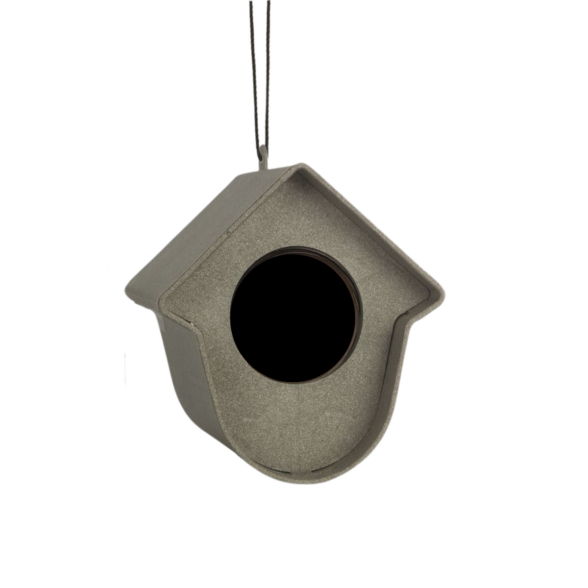 Singing Friend EVIE - Bird Feeder - 100% Recycled Material - Grey with Leaves Front - Sustainable Bird Feeder