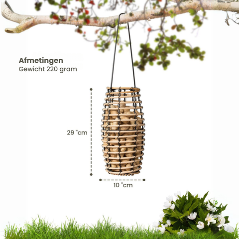 Singing Friend FAYA - Willow Bird Feeder - Wide Shape - Handmade - Sustainable Bird Feeder