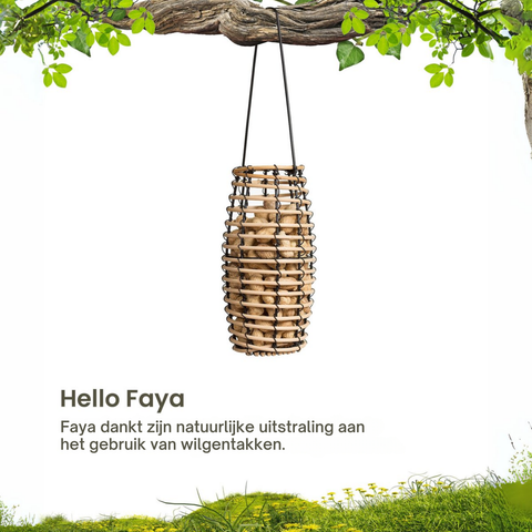 Singing Friend FAYA - Willow Bird Feeder - Wide Shape - Handmade - Sustainable Bird Feeder