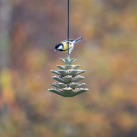 Singing Friend JESSE - Bird Feeder - 98% Recycled Material - Grey - For Seeds - Includes Recycled rPET Rope - NEW - Sustainable Bird Feeder