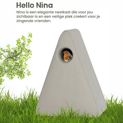 Amico che canta - Hello Nina - Nido per uccelli in ceramica fatto a mano - Disponibile in beige o grigio